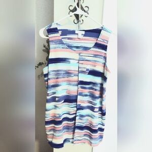 Charter Club Watercolor Sleeveless Top Small